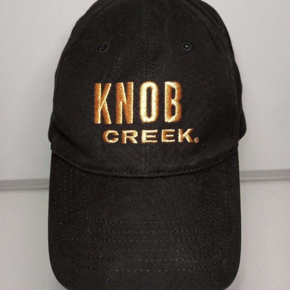 Knob Creek Bourbon Whiskey Distillery Black Cotton Baseball Style Strapback Hat